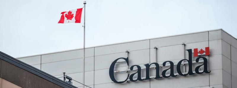 Stock photo of Canada logo and flag.