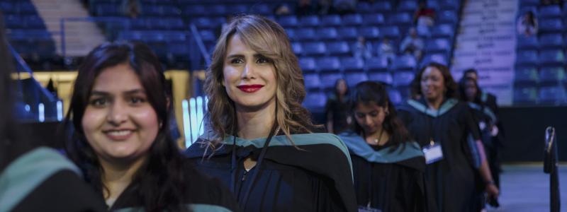 Nilofar Pashaki and other MA Leadership graduates at Spring Graduation 2025