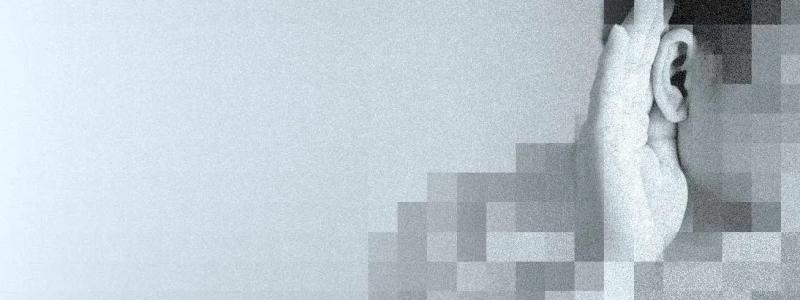 hand held up to ear with pixelated effect