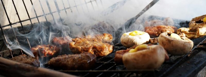 food in a BBQ grill