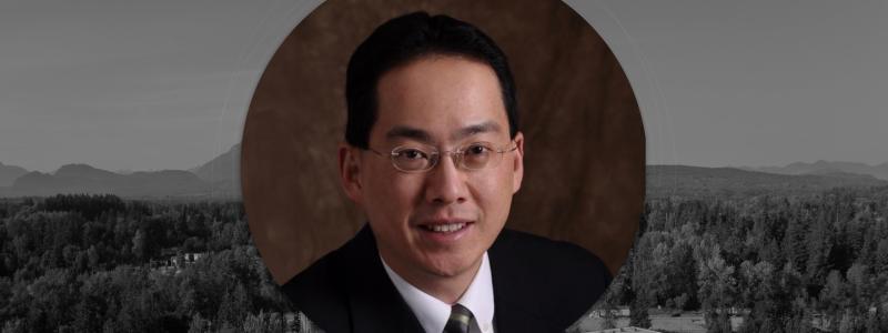 Chapel event graphic featuring Dr. David Pao against a mountain landscape.