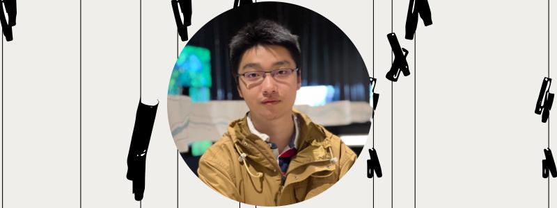 abstract pattern with headshot of Yihan Wang