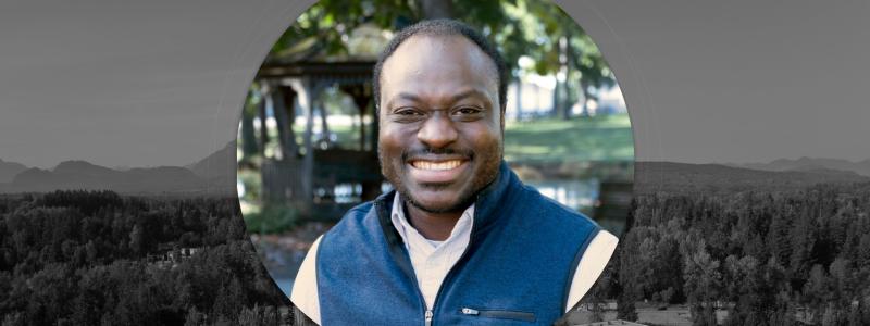 Headshot of Ahyuwani Akanet in a template for the Faculty Speaker Series.