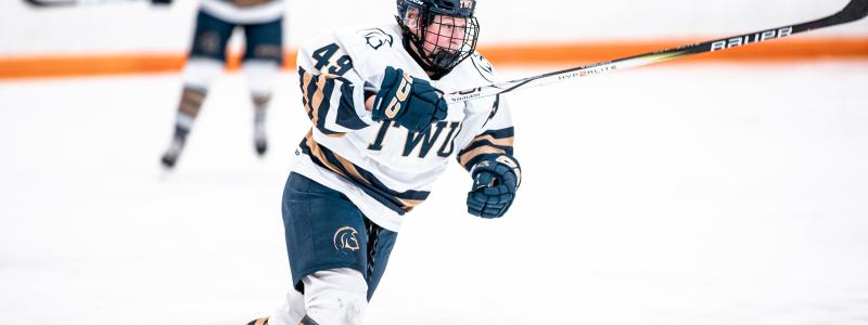 TWU student playing hockey 