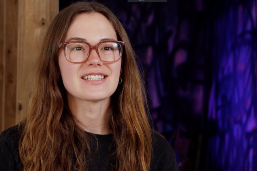 Student talking to the camera