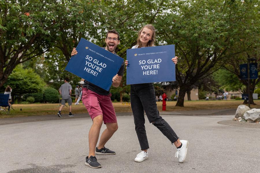 admissions people welcome signs