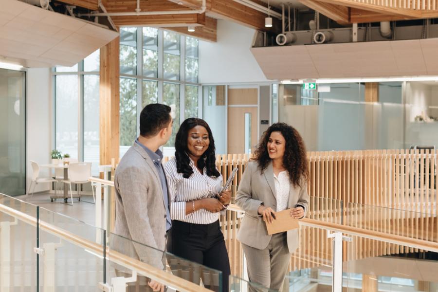 students walking in the rgk building