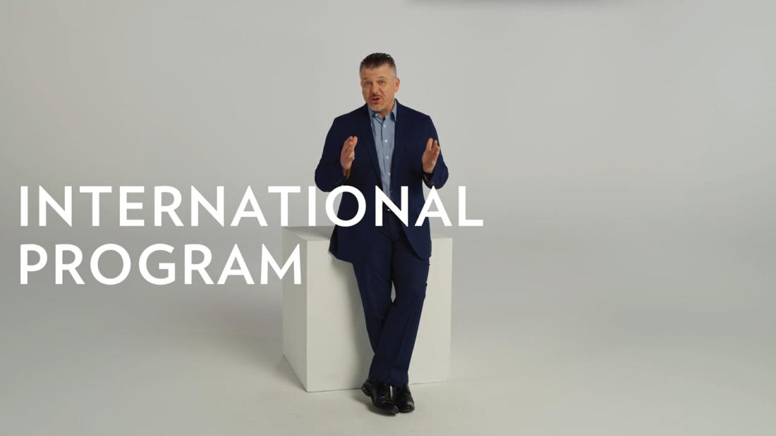 Person explaining International Program
