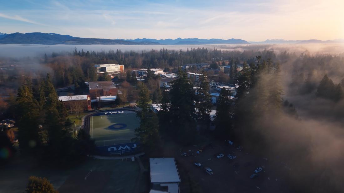 aerial photo of langley campus