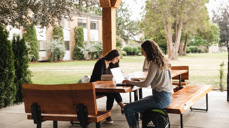 students working in pavilion 