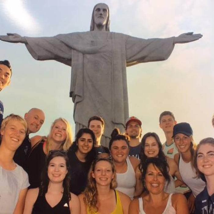 Group of students in Rio at the Christ the Redeemer statue