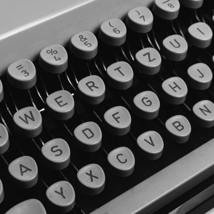 typewriter keys in black and white