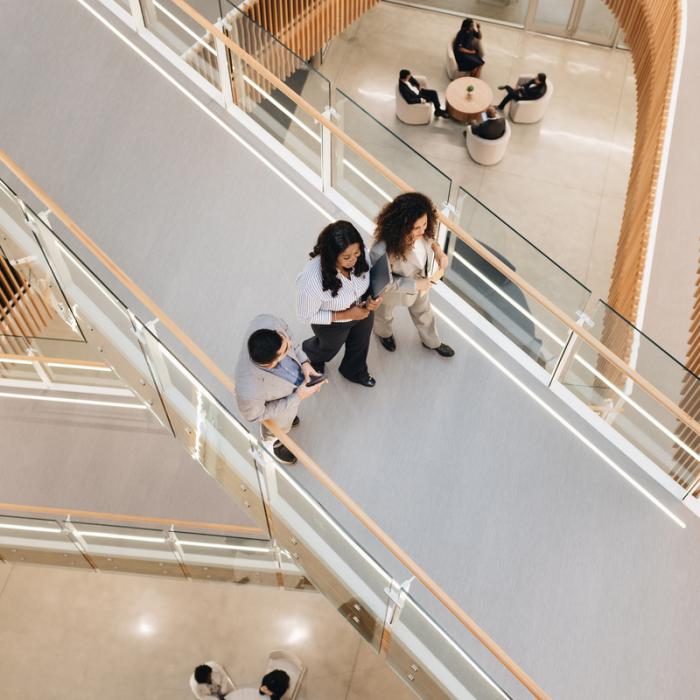 students walking in the rgk building