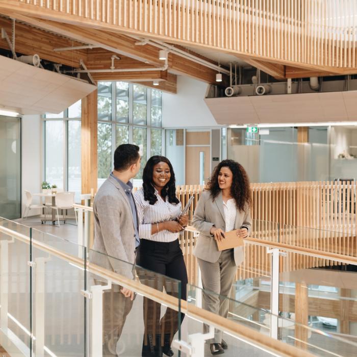 students walking in the rgk building