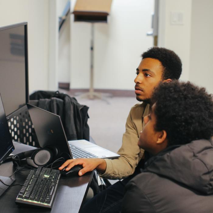 students working using a computer