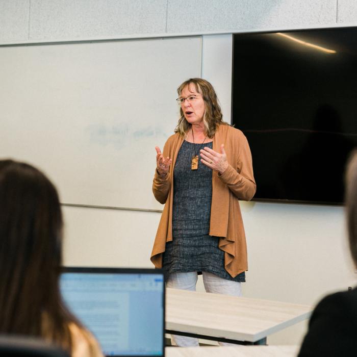 woman teaching in classroom