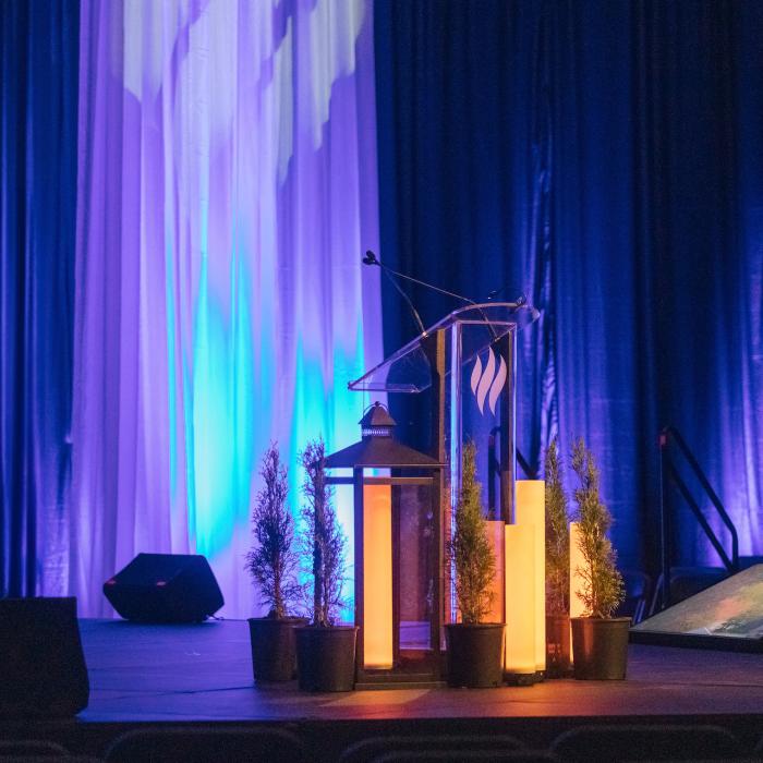 podium and lanterns on stage