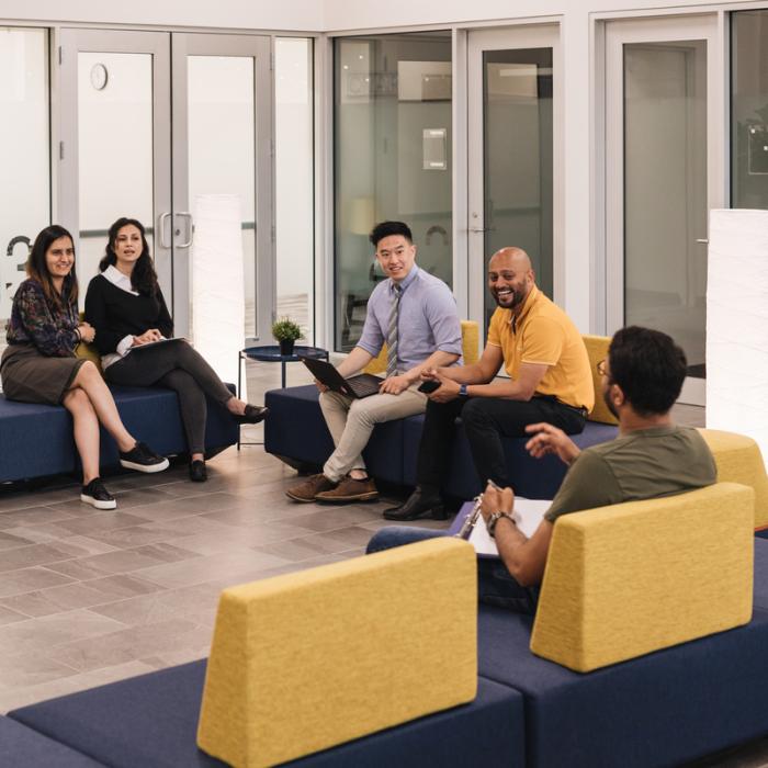 students talking on richmond campus