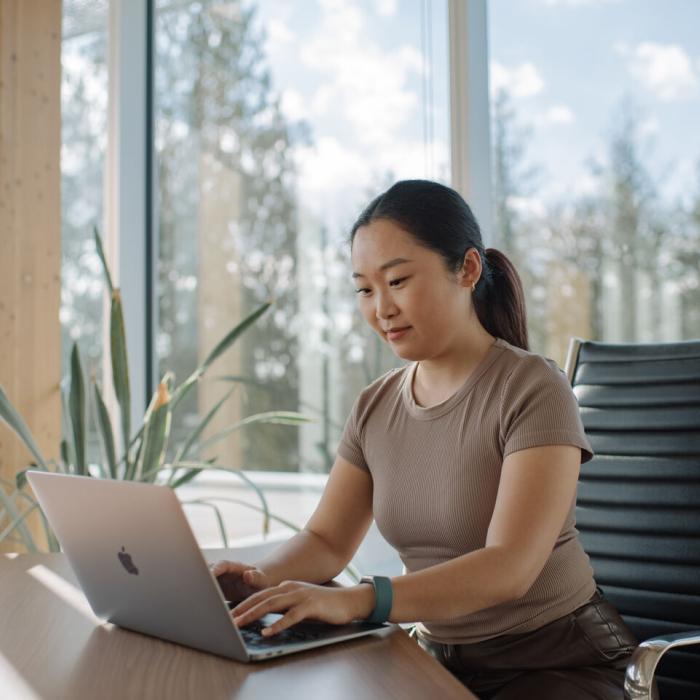 A student working on a computer