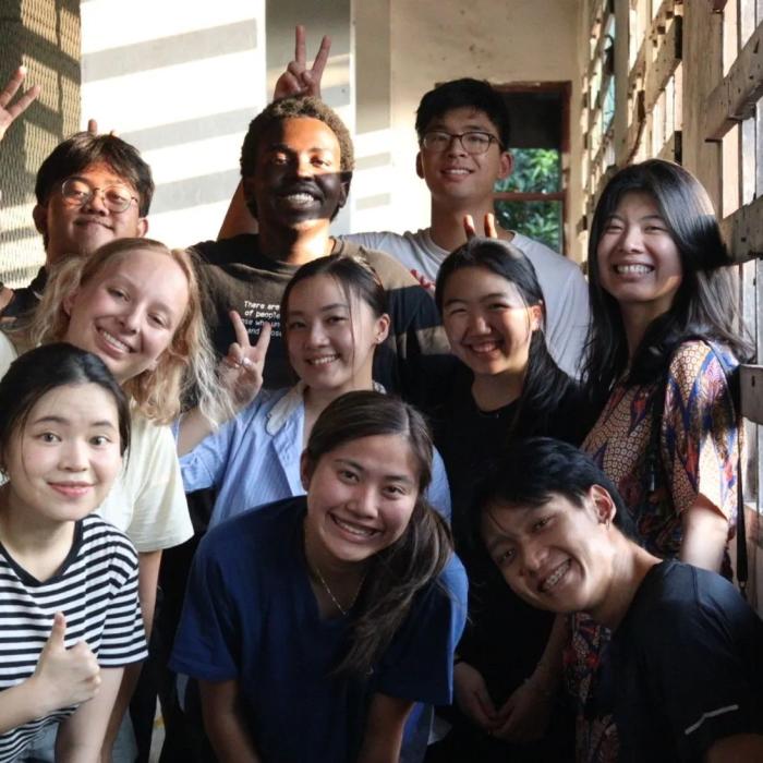 students taking a group photo