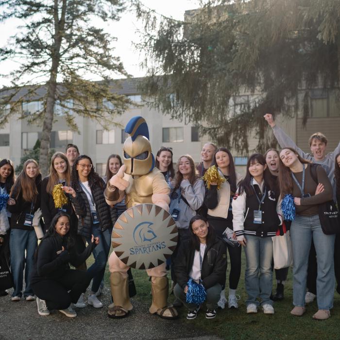 A group of students cheering