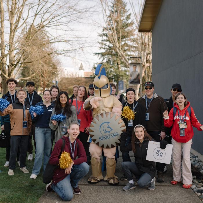 A group of students cheering