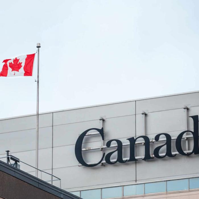 Stock photo of Canada logo and flag.