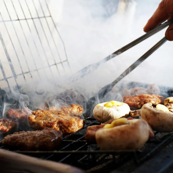 food in a BBQ grill