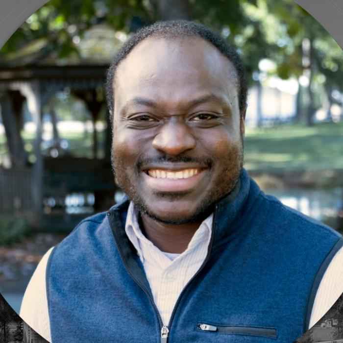 Headshot of Ahyuwani Akanet in a template for the Faculty Speaker Series.